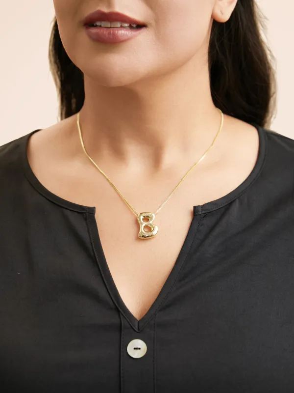 B Letter Steel Engraved Necklace sold by Bloomchic