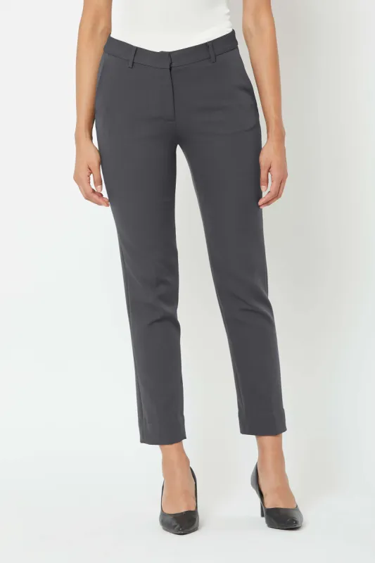 Earnest-Grey Mid Rise Slim Pants - Grey sold by Salt Attire