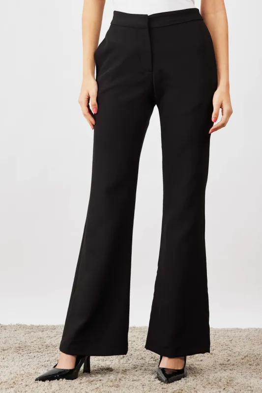 Courteous Flared Mid Rise Pants - Black sold by Salt Attire