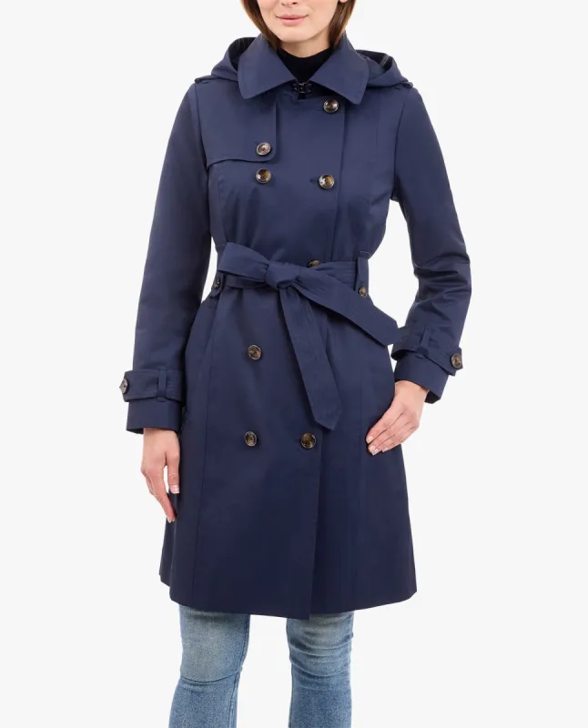 DOUBLE BREASTED TRENCH WITH BUTTON OFF HOOD sold by London Fog
