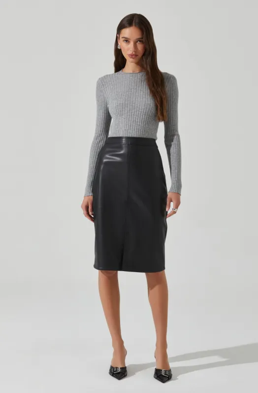 Ladonne Faux Leather Midi Skirt sold by Astr