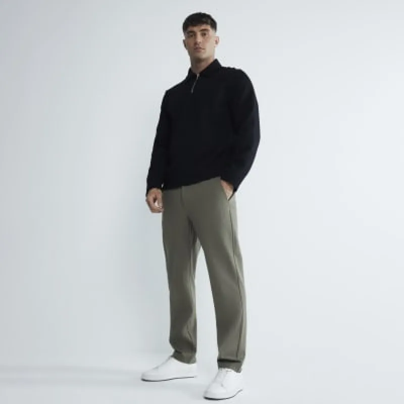 Khaki Slim Fit Pull On Twill Joggers sold by River Island