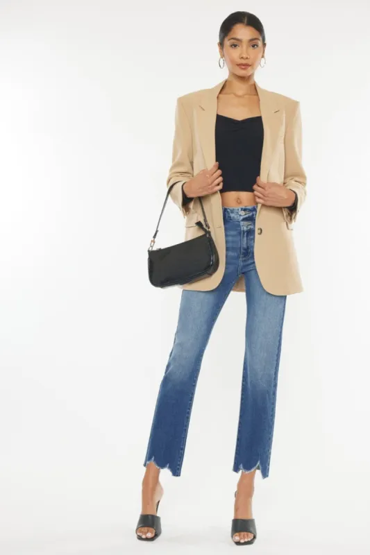 Kancan High Rise Wide Waistband Slim Straight Jeans sold by Roxie’s Picks