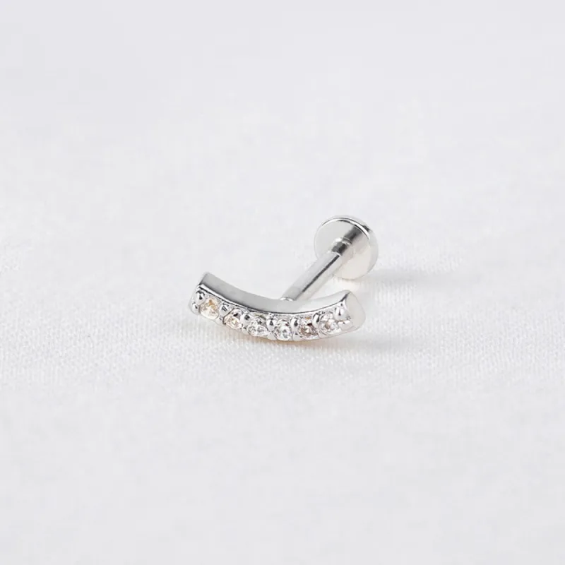 Pave Curve Silver Flat Back Earring sold by Wanderlust and Co
