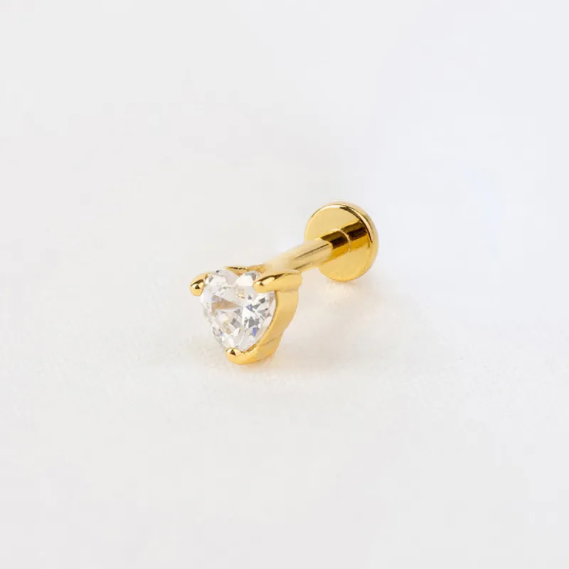 Heart Gold 3mm Flat Back Earring sold by Wanderlust and Co