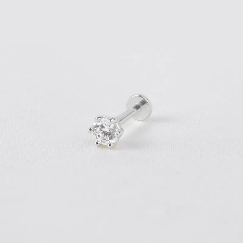 Brilliant Silver 3mm Flat Back Earring sold by Wanderlust and Co