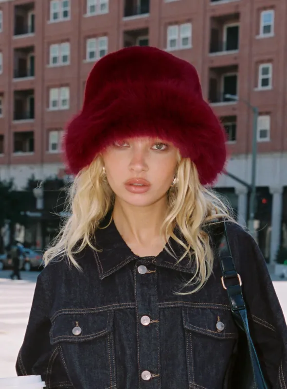 Avaah Fluffy Hat Red sold by Princess Polly