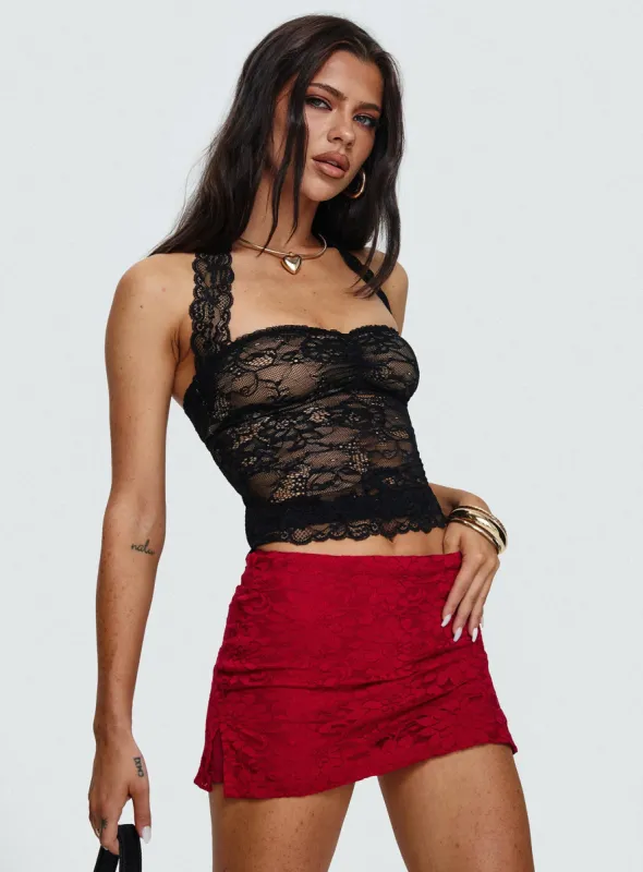 Gigi Lace Skort Red sold by Princess Polly