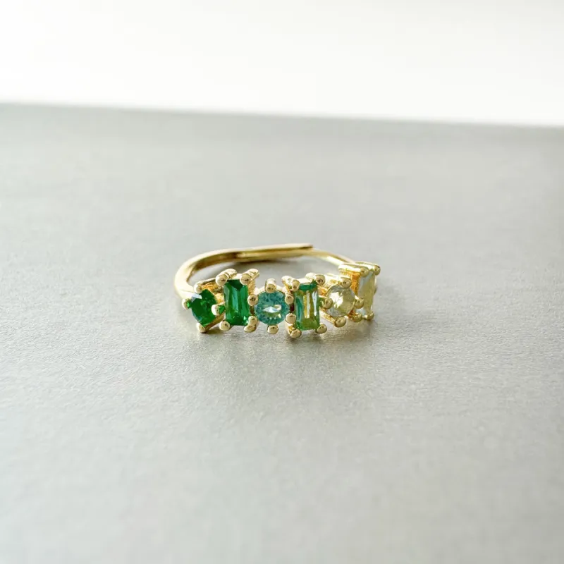 Eden Luxe 18k Gold Plated Green  Multi Jewelled Ring sold by Luxe Tones
