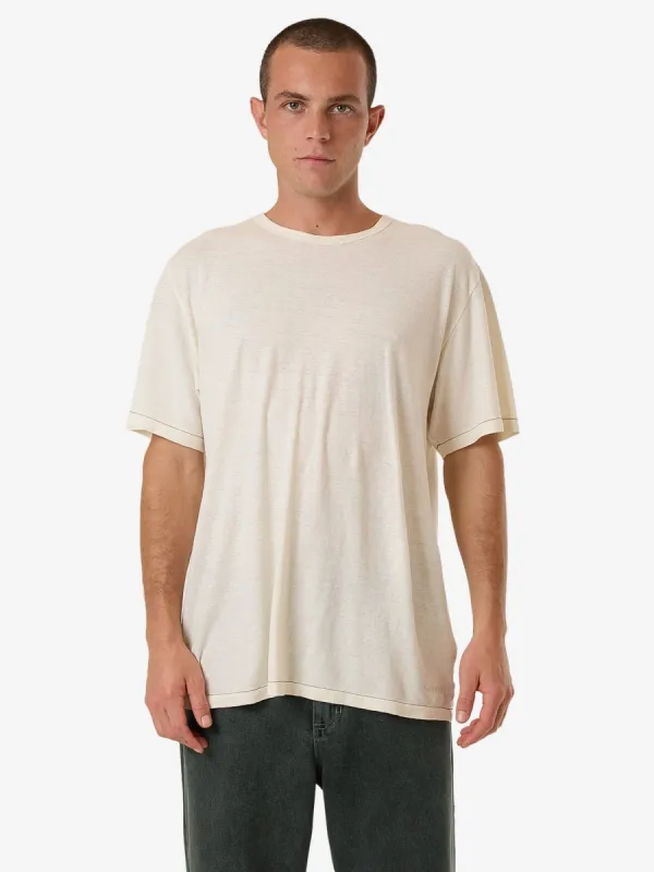 Hemp Thrills Embro Lightweight Contrast Stitch Merch Fit Tee - Dirty White sold by Thrills