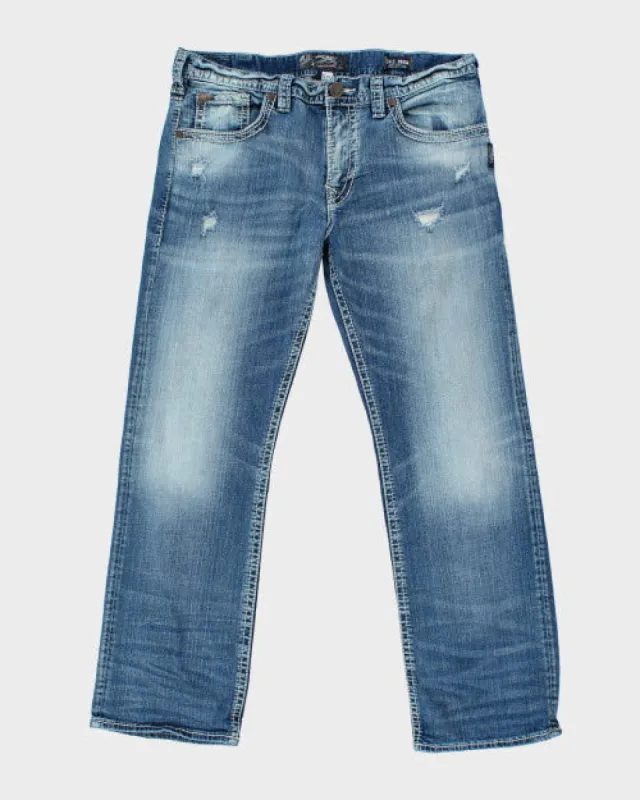 Vintage Y2K Silver Slim Fit Medium Wash Jeans - W36 L30 sold by Rokit