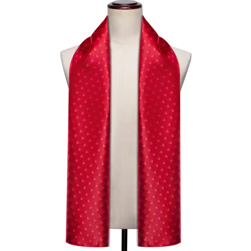 Barry. Wang Silk Scarf Red Novelty Heart Scarf Accessory for Men sold by Barrywang