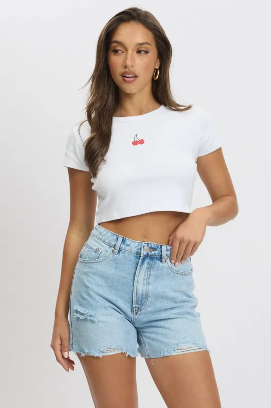 White Graphic Tee Short Sleeve sold by Ally Fashion