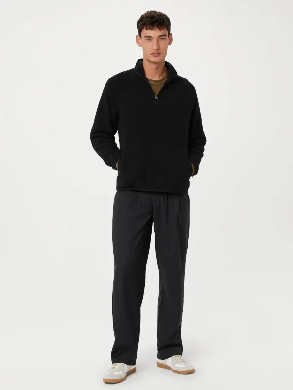 The Axis Polar Fleece Half Zip in Black sold by Frank & Oak