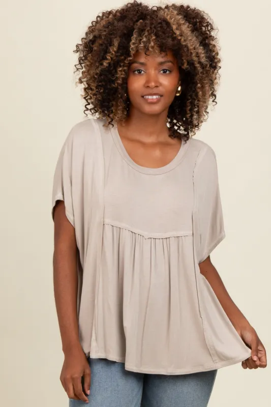 Grey Flutter Sleeve Top sold by Pinkblush