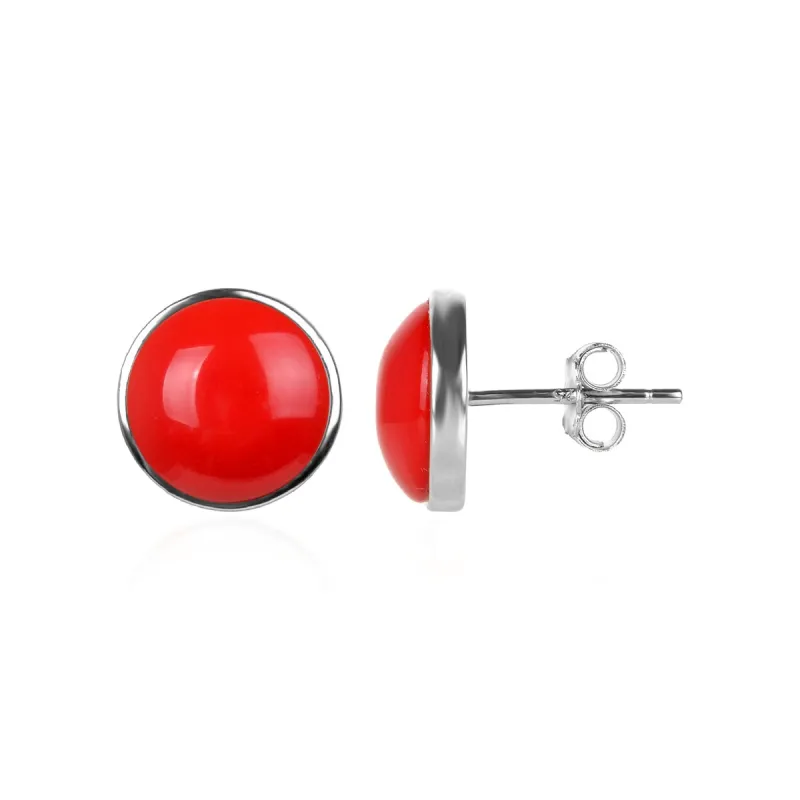 10MM Coral Stud Earrings in Sterling Silver sold by Zulily