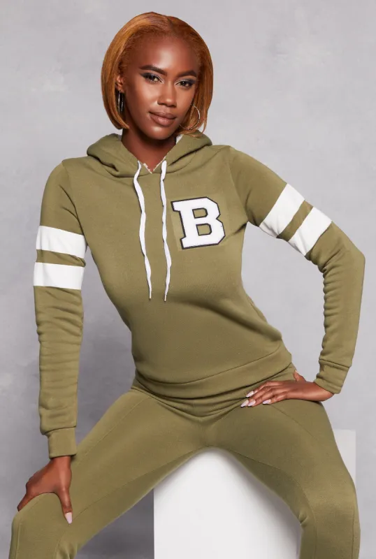 B Initial Varsity Striped Hoodie sold by Rainbow