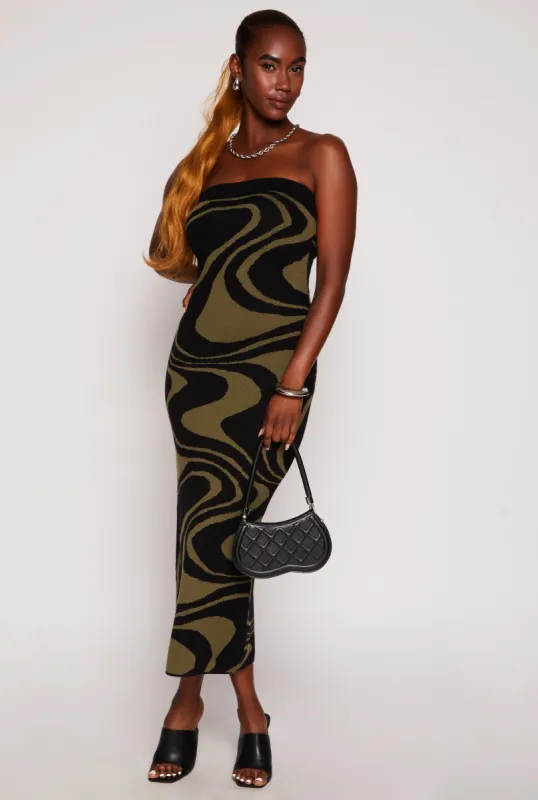 Swirl Print Tube Sweater Dress sold by Rainbow