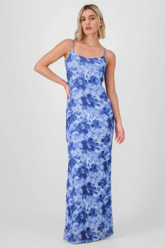 Vestido maxi tirantes estampado mesh flores sold by Shasa