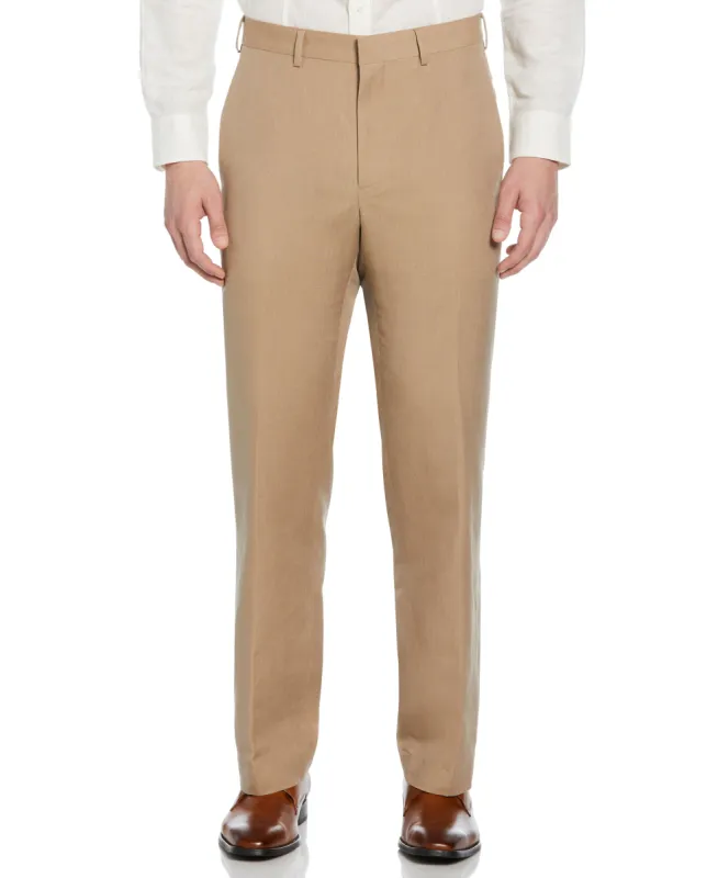 Linen-Blend Flat Front Pant - Brown sold by Cubavera