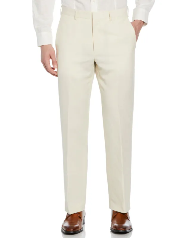 Linen-Blend Flat Front Pant - Cream sold by Cubavera