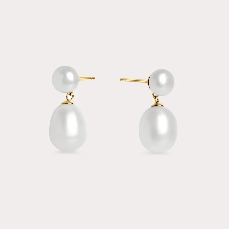 Reina Pearl Pendant Earring by Mia Bijoux -  Gold sold by Birdy Grey