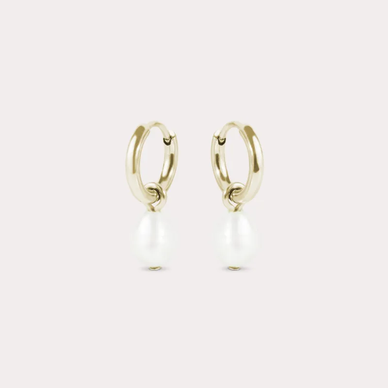 Sally Pearl Huggie Earrings by Mia Bijoux - Gold sold by Birdy Grey
