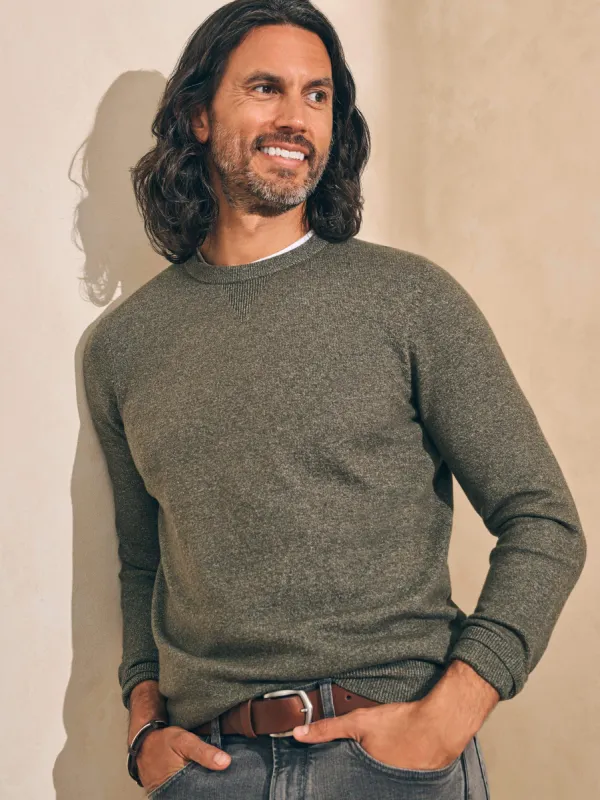 Mountain Crew Sweater - Olive Heather sold by Faherty