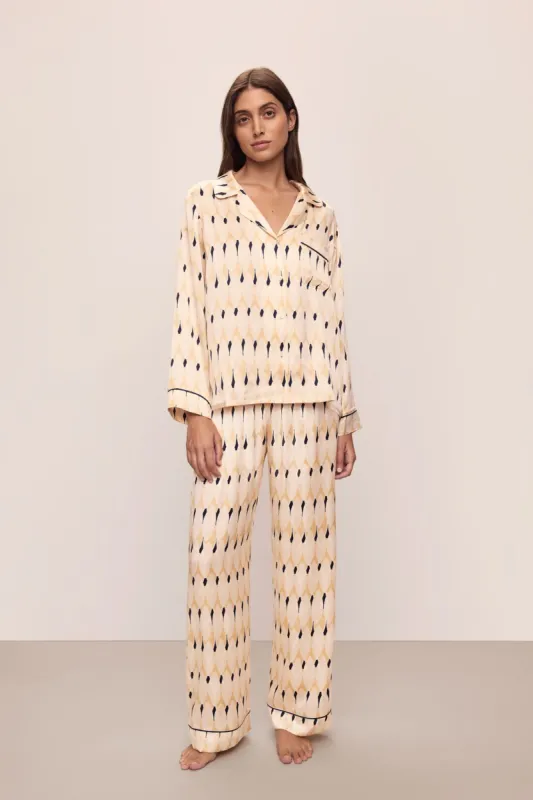 Inez Washable Silk Printed Long PJ Set sold by Eberjey