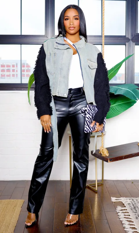 Khloe | Black  Faux Leather Pants K2 sold by Cutely Covered