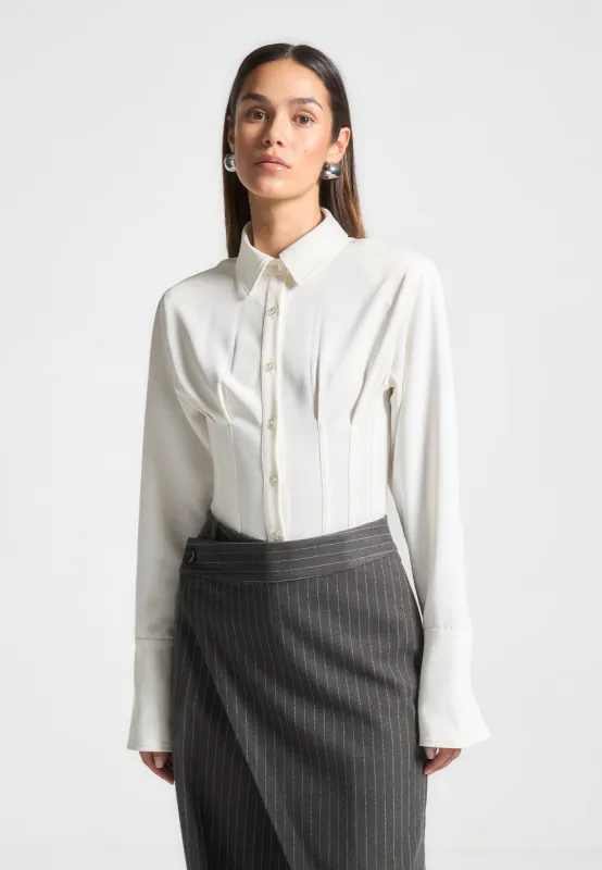 Agnes - Corset Shirt Bodysuit - Off White sold by Maniere De Voir