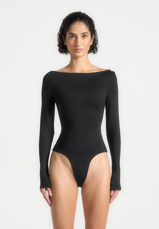 Éva - Boat Neck Bodysuit - Black sold by Maniere De Voir