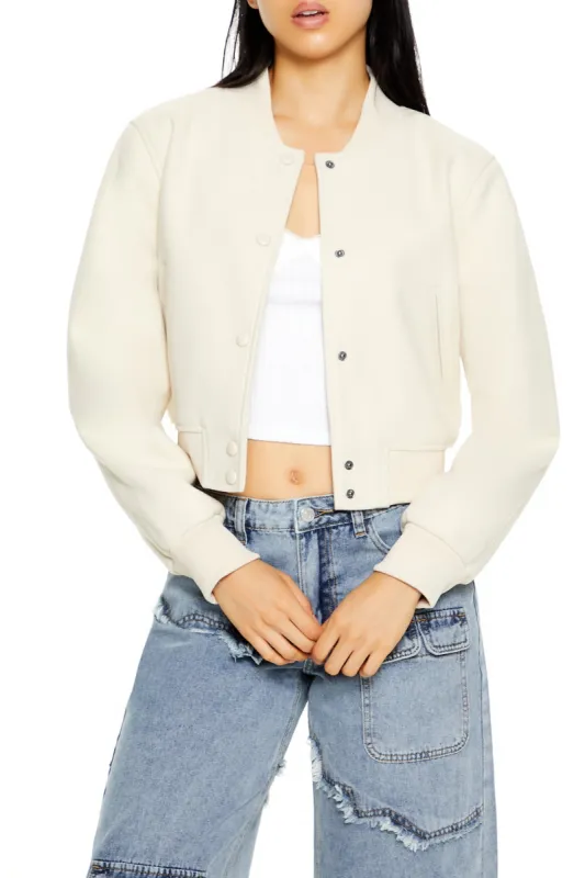 Cropped Knit Bomber Jacket sold by Urban Planet