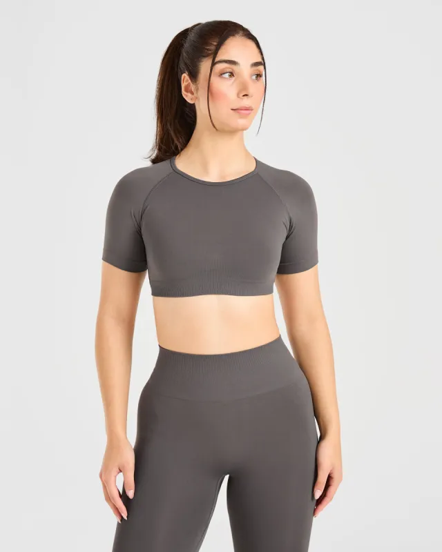 Power Seamless Crop Top - Charcoal sold by AYBL