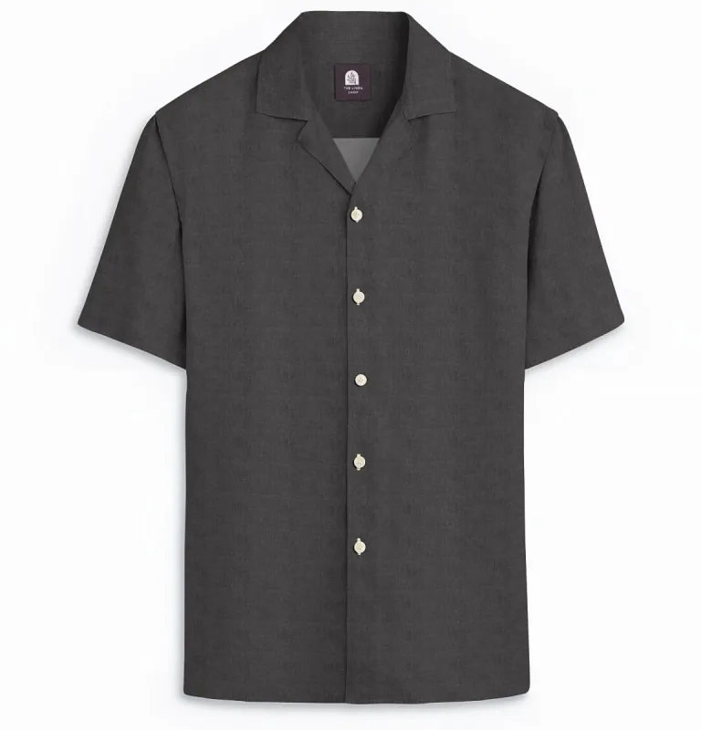 Pure Linen - Camp Collar - Short Sleeve - Gray sold by Airthreads