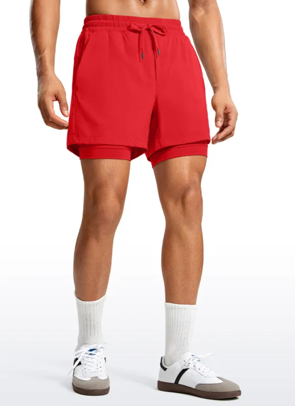 Feathery-Fit 2 in 1 Athletic Shorts 5''- with Pockets & Long Liner sold by CRZ Yoga