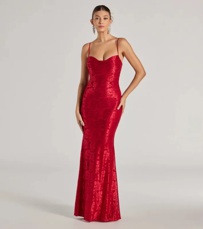 Haisley Open Back Floral Lace Mermaid Dress sold by Windsor