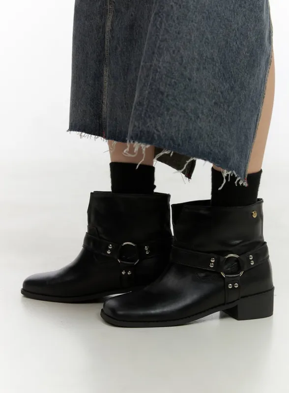 Buckle Faux Leather Ankle Boots CO410 sold by Lewkin