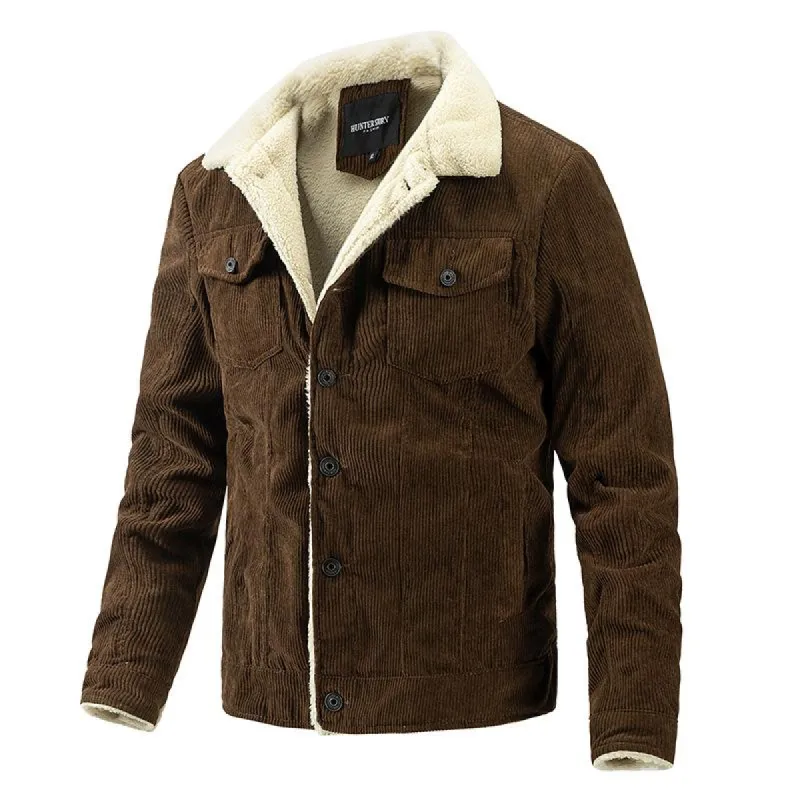 Men's Solid Color Lambswool Lining Corduroy Jacket 02133587Y sold by Manly