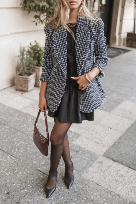 Rocco Hem Blazer - Black/White sold by Petal & Pup