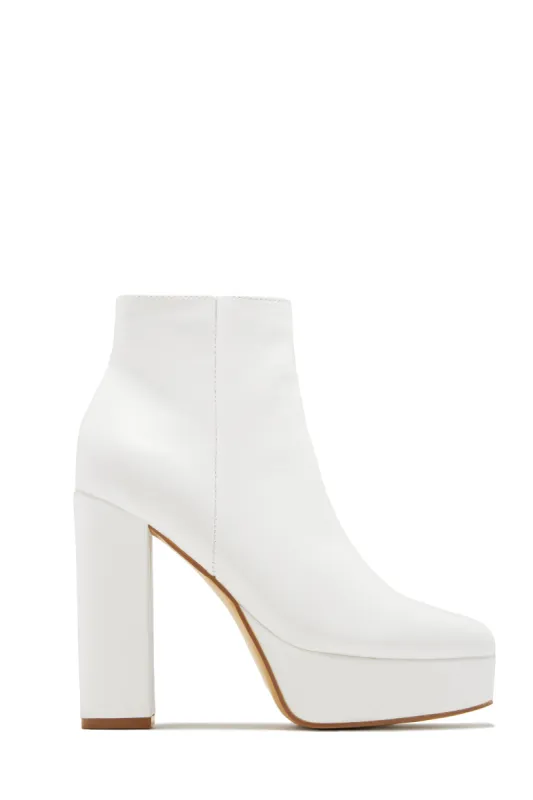 Oaklynn Platform Ankle Boots - White sold by Miss Lola