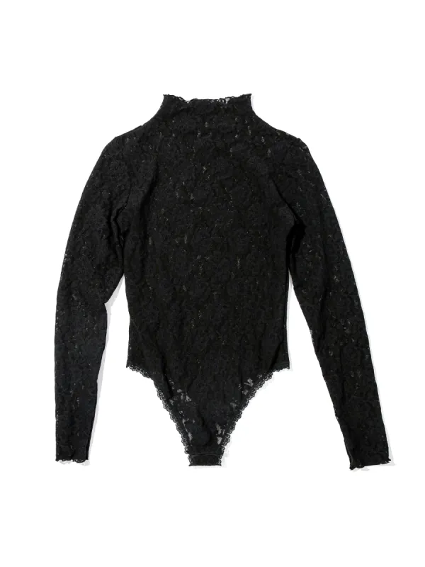 Signature Lace Mock Neck Bodysuit Black Sale sold by Hanky Panky