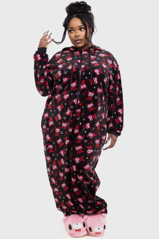 Gloomy Horns Fleece Onesie [PLUS] sold by Killstar