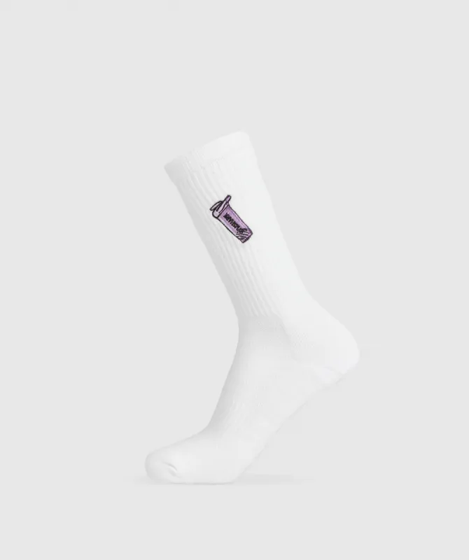 Gymshark Graphic Shaker Crew Sock Single - White sold by Gymshark