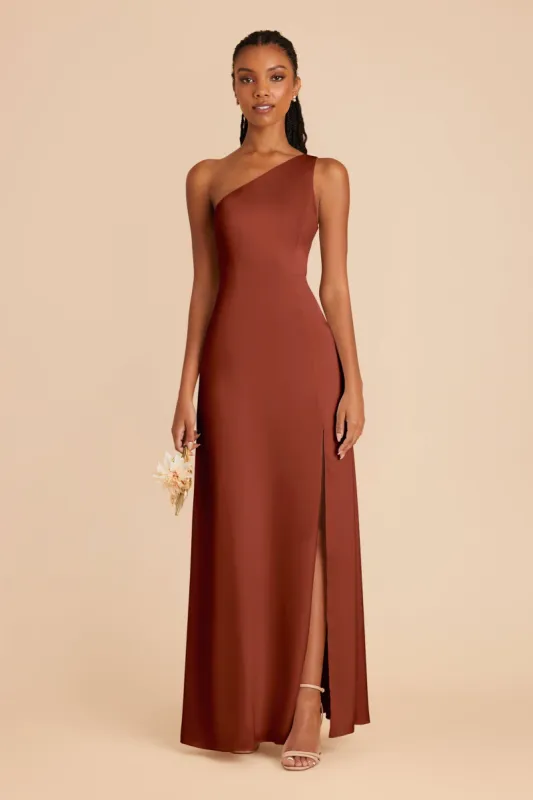 Kira Matte Satin Dress - Auburn sold by Birdy Grey