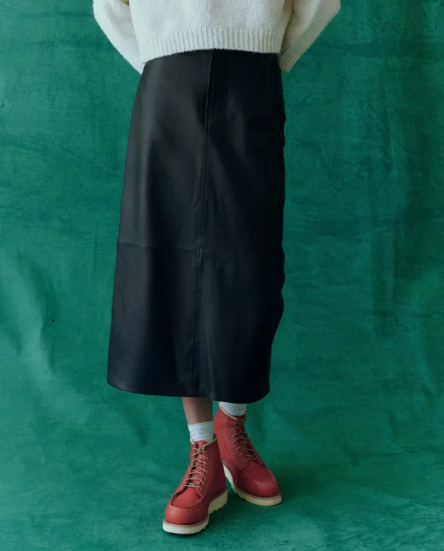 The Leather Column Skirt. -- Black sold by THE GREAT.
