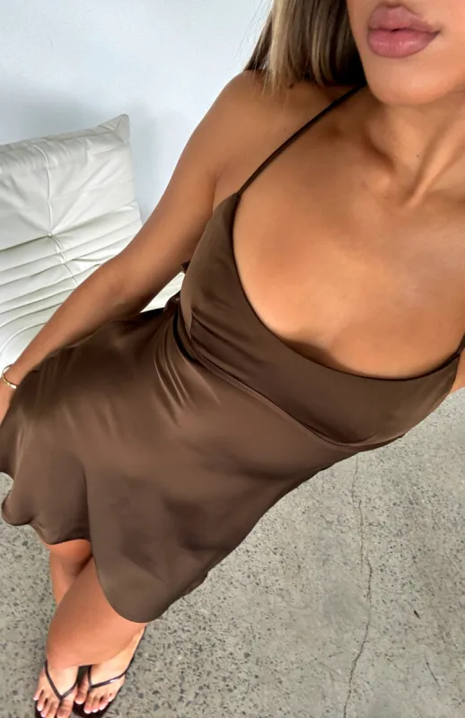 Call Me When You Want Mini Dress Chocolate sold by White Fox Boutique