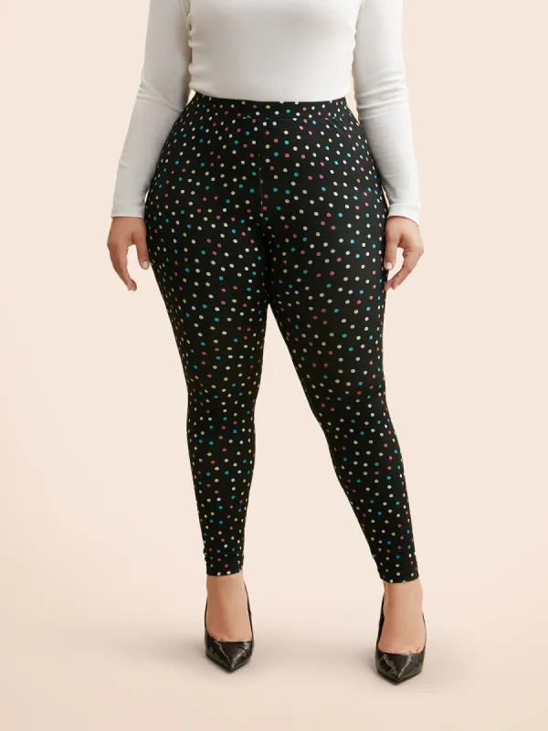 Color Polka Dot Mid Rise Skinny Leggings sold by Bloomchic