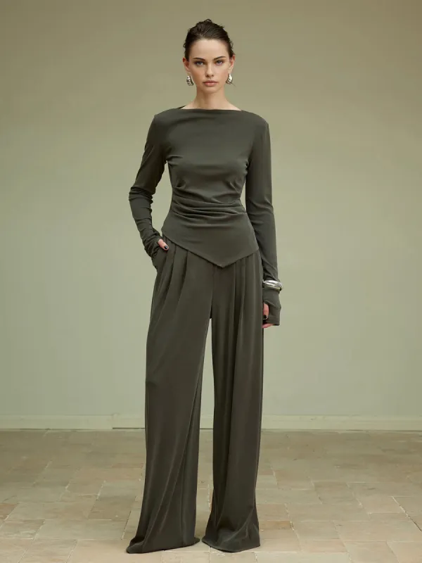 Pleated Draped Jersey Pants sold by COMMENSE