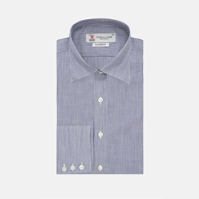 Navy and White Bengal Stripe Tailored Fit Shirt sold by Turnbull & Asser